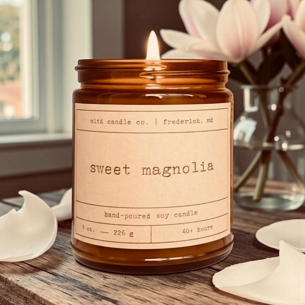 Sweet Magnolia Soy Candle: Magnolia Blossom Scent