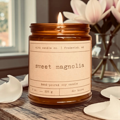 Sweet Magnolia Soy Candle: Magnolia Blossom Scent