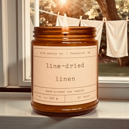 Line-Dried Linen Soy Candle: Cotton Blossom, Crisp Linen Scent