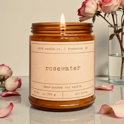 Rosewater Soy Candle: Red Rose, Pink Rose, Dew Scent