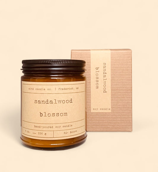 Sandalwood Blossom Scented Soy Wax Candle - Sandalwood Candle