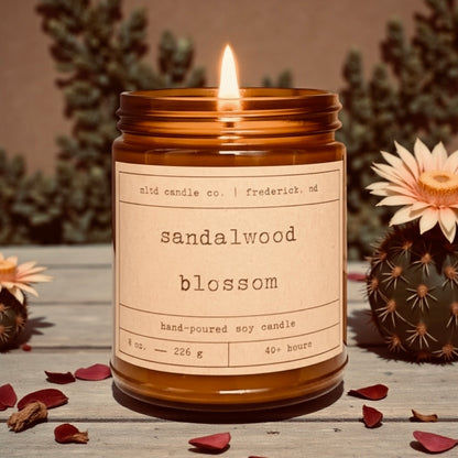 Sandalwood Blossom Soy Candle: Cactus Flower, Sandalwood, Musk, Coconut Scent