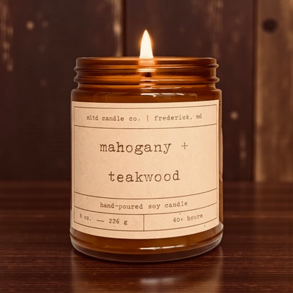 Mahogany + Teakwood Soy Candle | Mahogany, Oak, Light Musk Scent