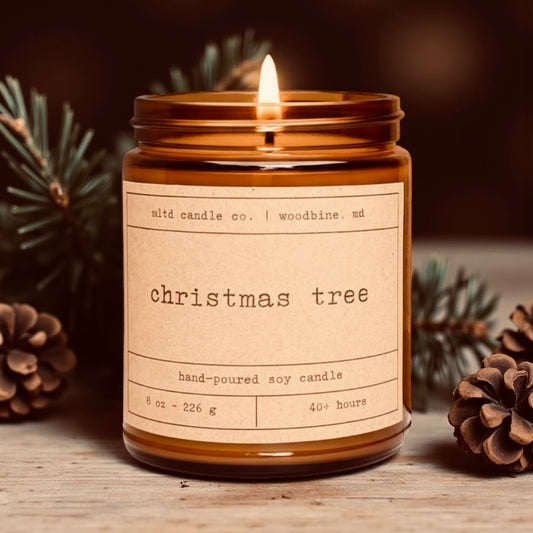 Christmas Tree Soy Candle: Fraser Fir, Sweet Pine Scent