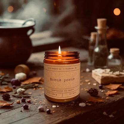 Hocus Pocus Soy Candle: Pumpkin, Cinnamon, Coconut, Bourbon Scent