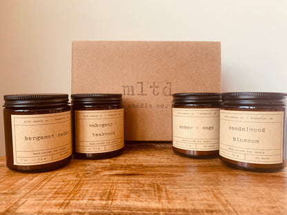 Warm and Woodsy Sampler Pack - Masculine Candles Set