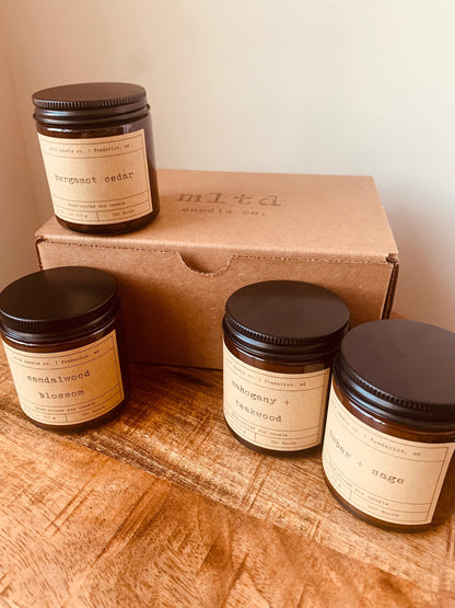 Warm and Woodsy Candle Sampler Pack: Earthy Scented Soy Candle Gift Set