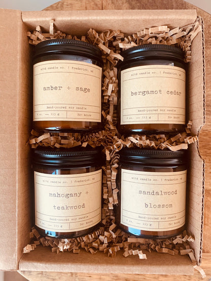 Warm and Woodsy Candle Sampler Pack: Earthy Scented Soy Candle Gift Set
