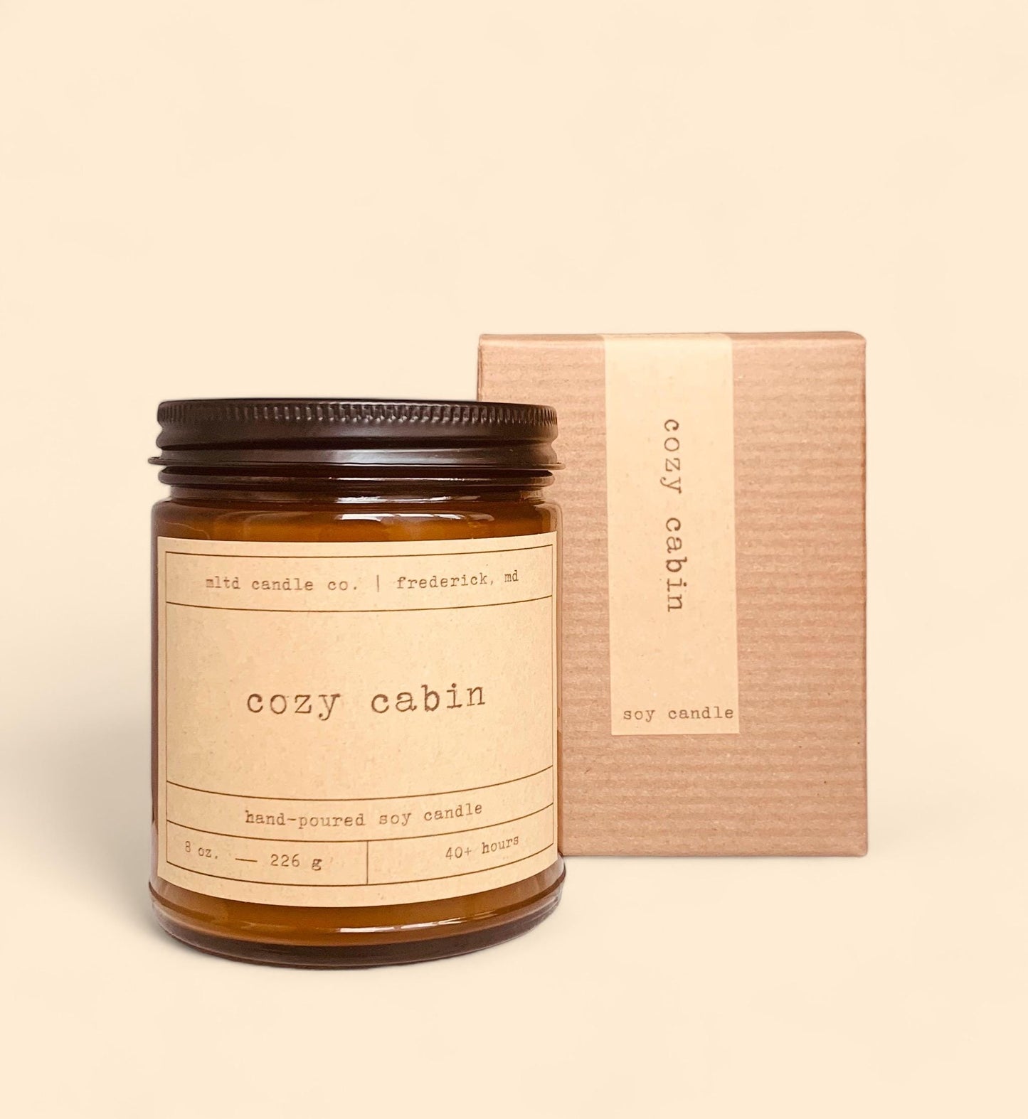 Cozy Cabin Soy Candle: Cedar, Amber, Pine, Sweet Tobacco Scent