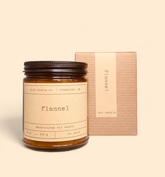 Flannel Soy Candle: Bergamot, Mahogany, Musk Scent