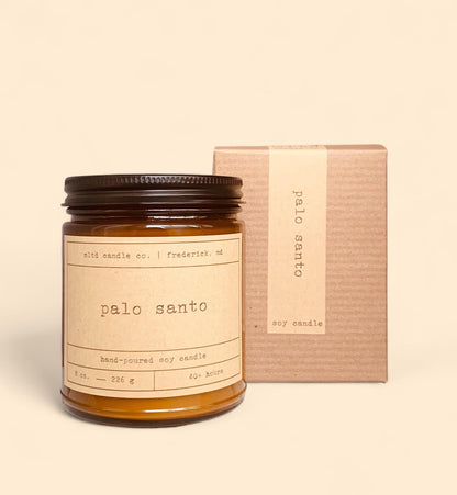 Palo Santo Soy Candle: with Sweet Forest, Smoky Scent