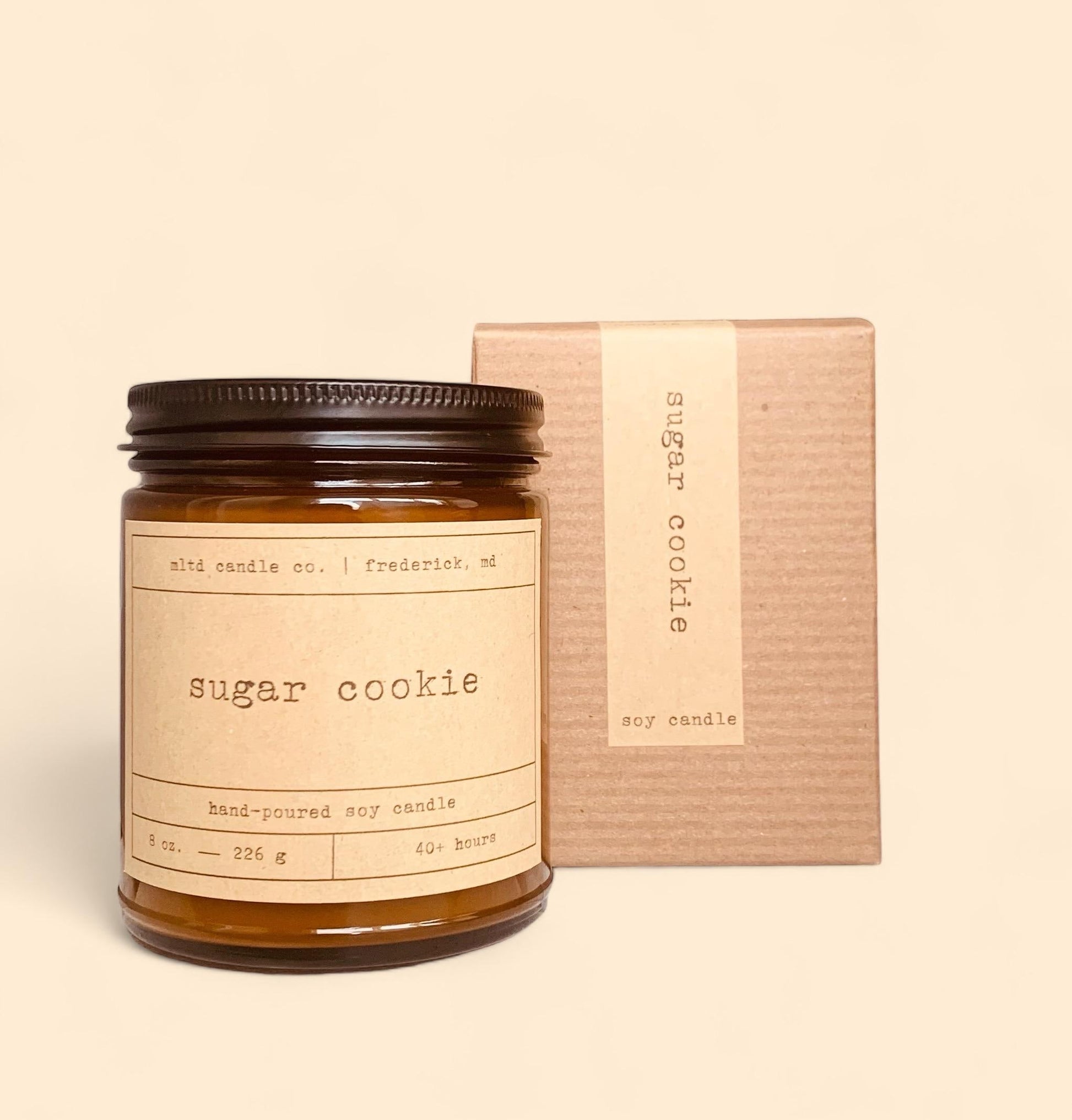 Sugar Cookie Soy Wax Candle | Amber Jar Fresh Baked Cookies Scented | Hand-Poured | Small Batch | Vegan NonToxic Ecofriendly | Cookie Candle