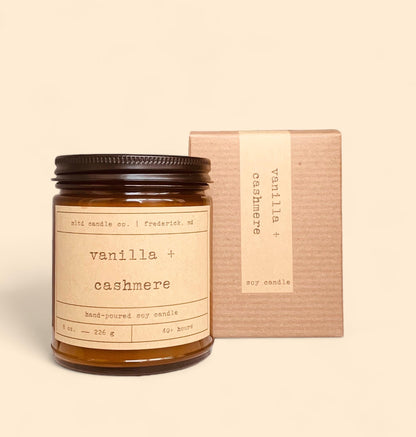 Vanilla + Cashmere Soy Candle: with Sandalwood and Musk Scent