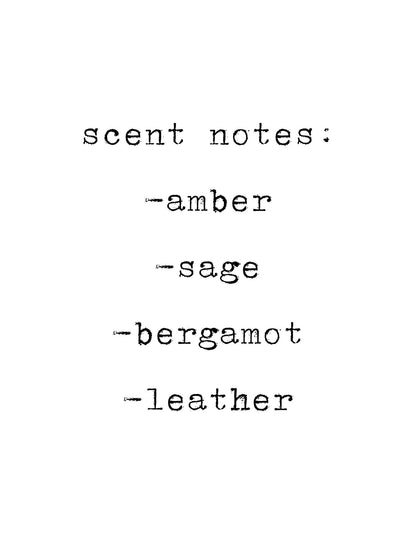 Amber + Sage Soy Candle: with Bergamot, Leather Scent