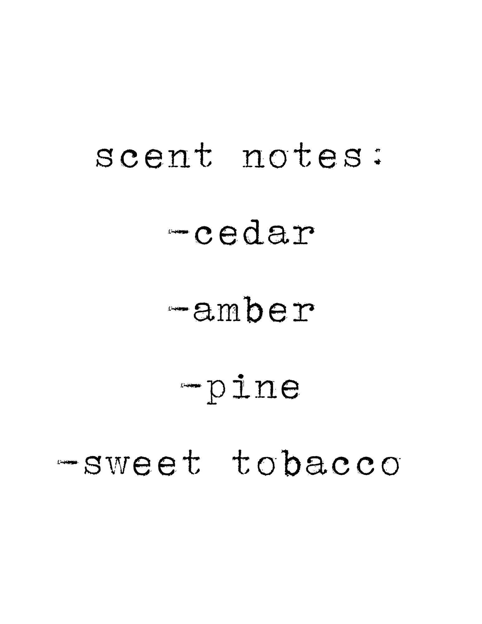 Cozy Cabin Soy Candle: Cedar, Amber, Pine, Sweet Tobacco Scent