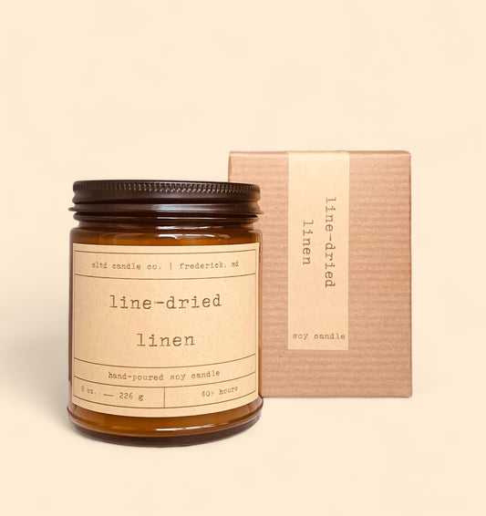 Line-Dried Linen Soy Candle: Cotton Blossom, Crisp Linen Scent