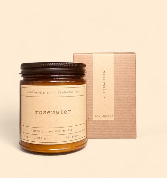 Rosewater Soy Candle: Red Rose, Pink Rose, Dew Scent