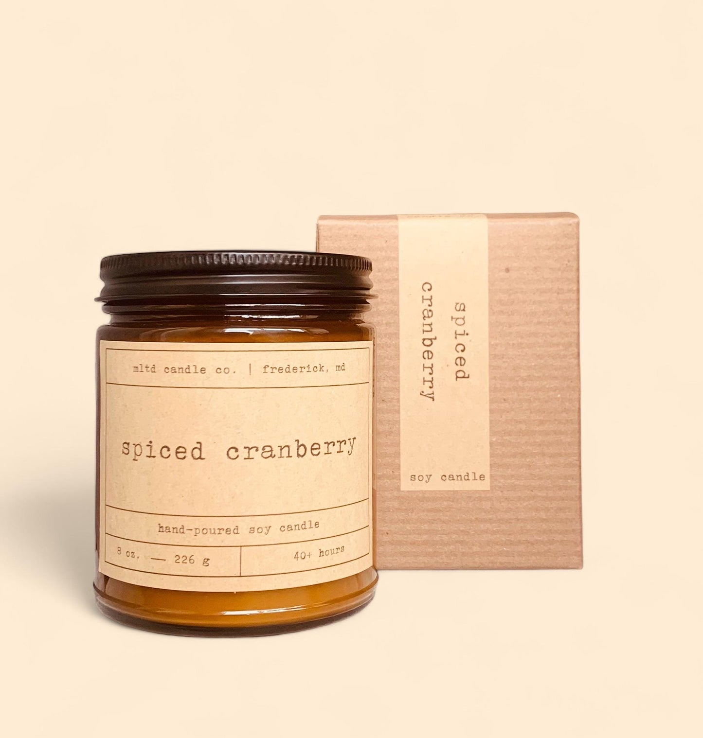 Spiced Cranberry Soy Candle: Cranberry, Mandarin, Cinnamon, Clove Scent