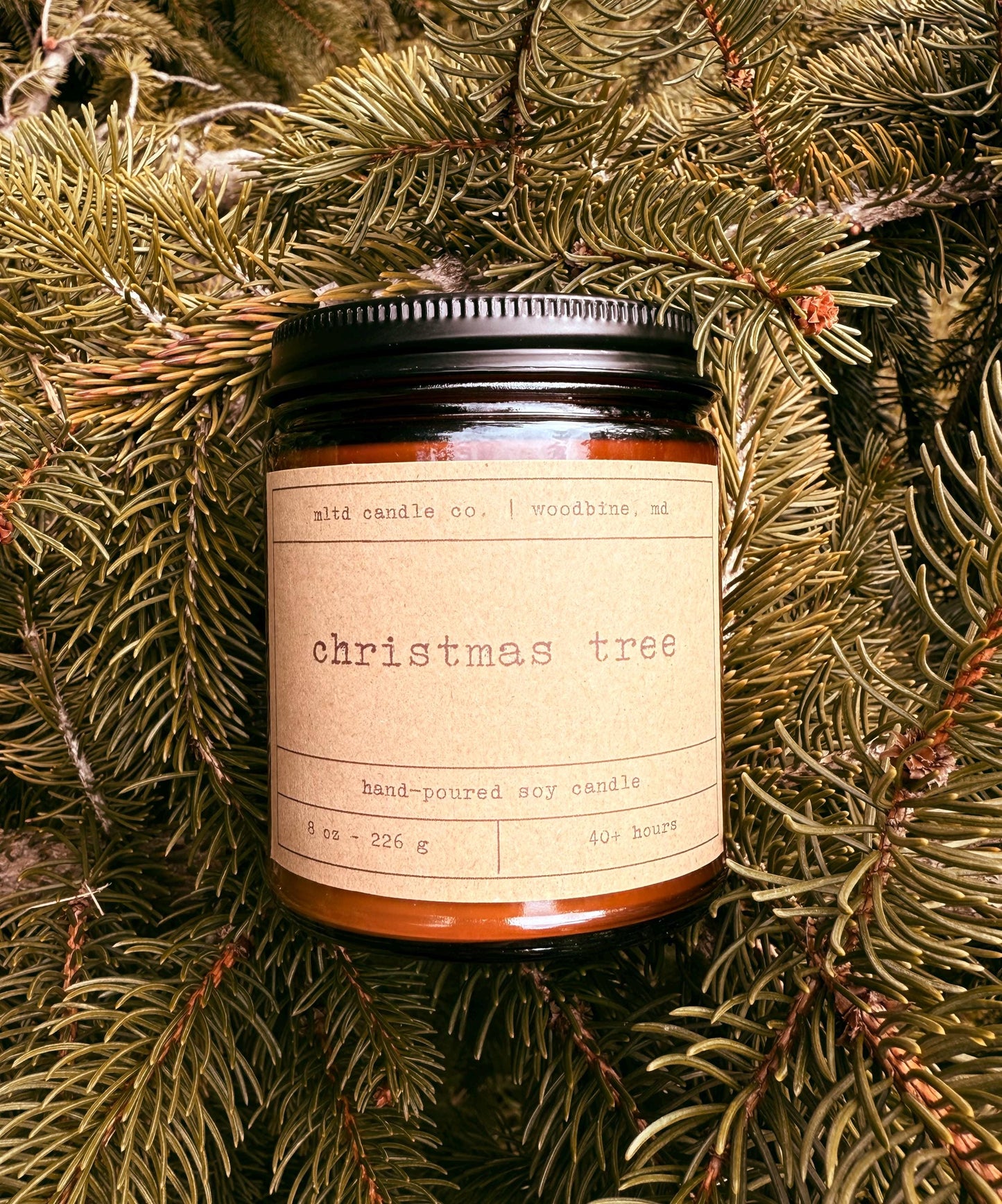 Christmas Tree Soy Candle: Fraser Fir, Sweet Pine Scent