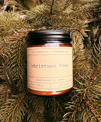 Christmas Tree Soy Candle: Fraser Fir, Sweet Pine Scent