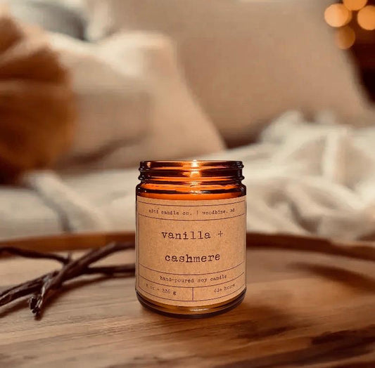 Vanilla + Cashmere Soy Candle: with Sandalwood and Musk Scent