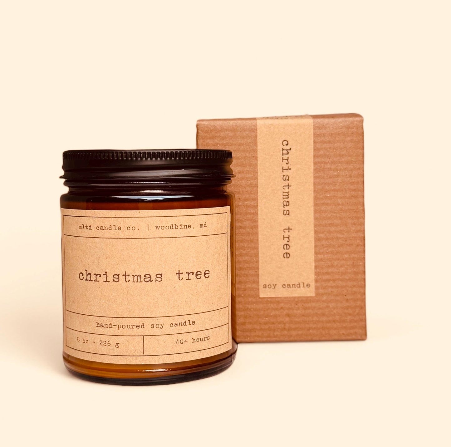 Christmas Tree Soy Candle: Fraser Fir, Sweet Pine Scent