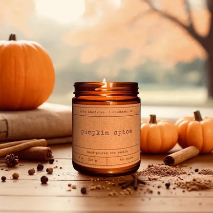 Pumpkin Spice Soy Candle: Pumpkin, Maple, Brown Sugar, Cinnamon Scent