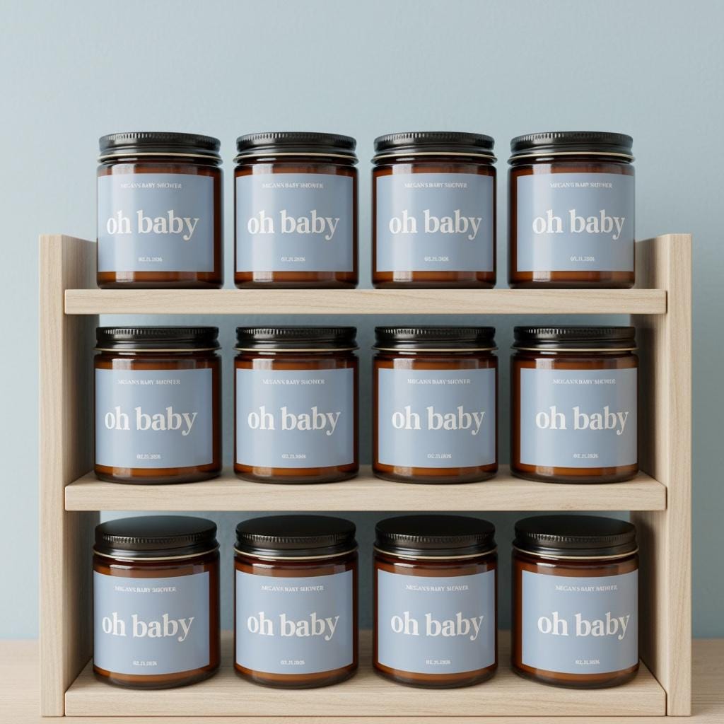 Baby Shower Candle Favors | Soy Candle Jars for Any Occasion | Bridal Shower, Wedding, Party Favors