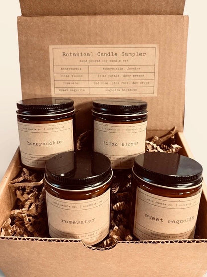 Botanical Candle Sampler Pack: Floral Scented Soy Candle Gift Set