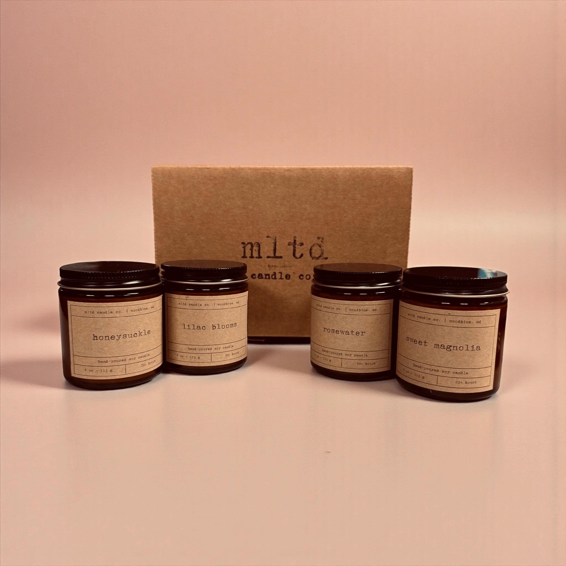 Botanical Candle Sampler Pack: Floral Scented Soy Candle Gift Set