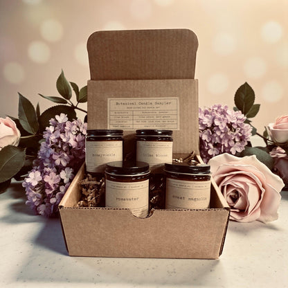 Botanical Candle Sampler Pack: Floral Scented Soy Candle Gift Set