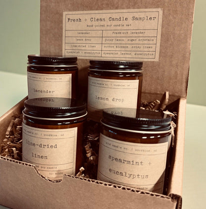 Fresh + Clean Candle Sampler Pack: Calming Scented Soy Candle Gift Set